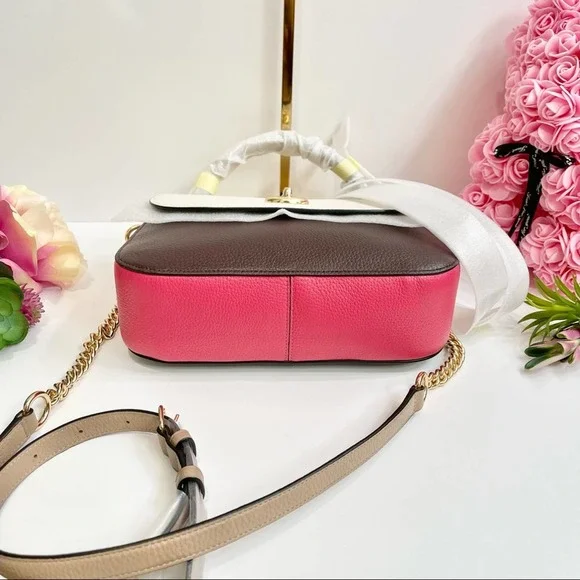 NEW Coach Marlie Top Handle Satchel In Colorblock Chalk Multi C2836